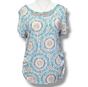 Ruby Road Favorites NWT Beaded Round Neck Line Short Sleeve Blouse